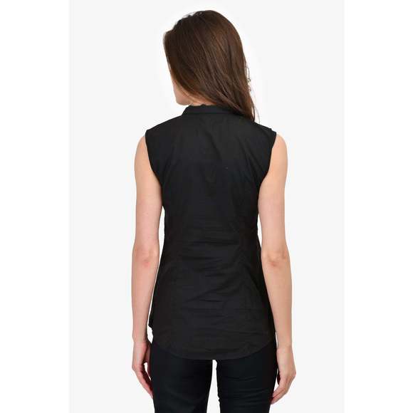 Jil Sander Black/Navy Trim Sleeveless Blouse Size S - Picture 3 of 3